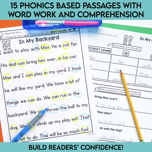 1st and 2nd Grade Phonics Focused Review Passages | Printable Teacher Resources | Literacy with Aylin Claahsen