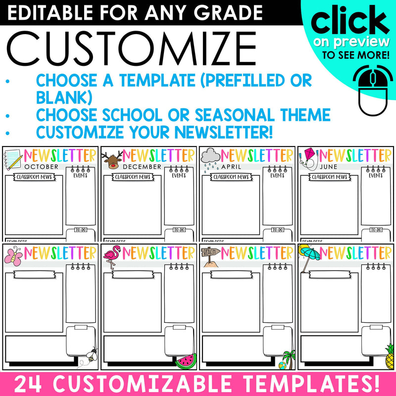 Editable Classroom Newsletter Templates for Student Parent Communication | Weekly & Monthly Templates | Printable Teacher Resources | A Love of Teaching