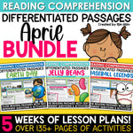 Spring Easter Differentiated Leveled Close Reading Comprehension Passages BUNDLE