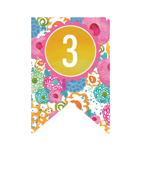 Banner Numbers Flamingo Watercolor by UPRINT