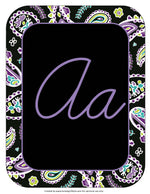 Alphabet Letters - Cursive | Midnight Orchid Paisley | UPRINT | Schoolgirl Style