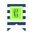 Load image into Gallery viewer, Banner Letters Preppy Nautical Lime Green and Navy Blue by UPRINT