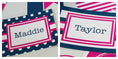 Load image into Gallery viewer, Multipurpose Labels Preppy Nautical Hot Pink and Navy Blue by UPRINT