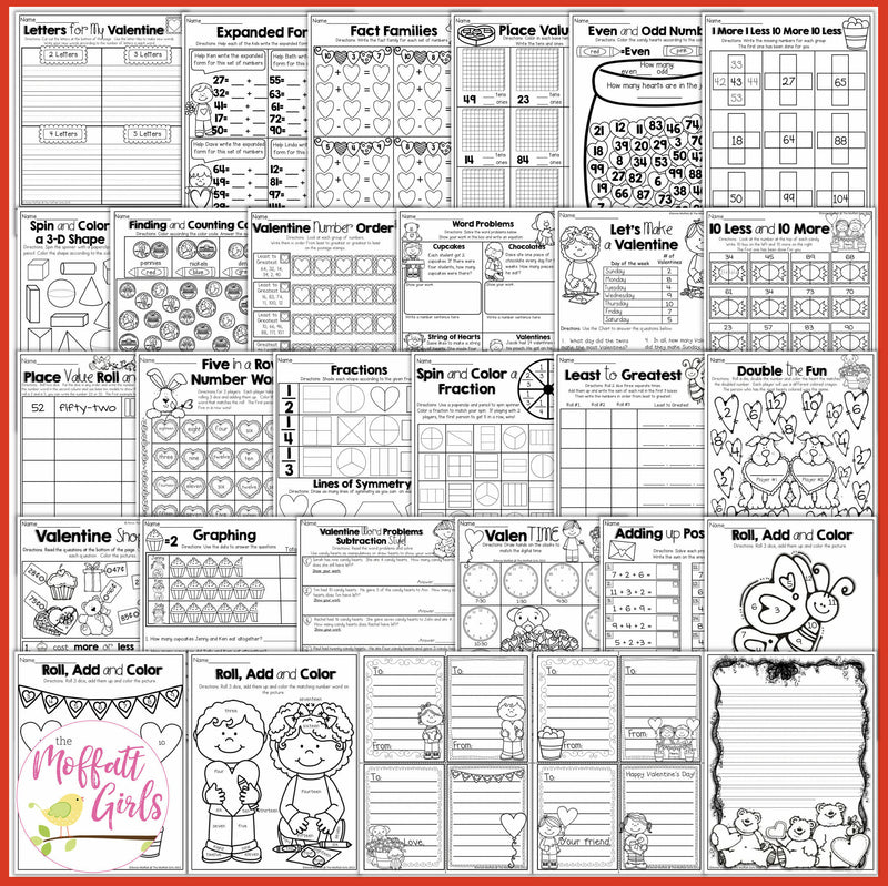 1st Grade February NO PREP Packet | Printable Classroom Resource | The Moffatt Girls