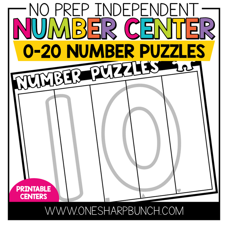 No Prep Centers for Kindergarten Math Centers Number Puzzle Activities | Printable Classroom Resource | One Sharp Bunch