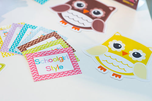 Polka Dots & Chevron Labels |Bright Owls| UPRINT | Schoolgirl Style