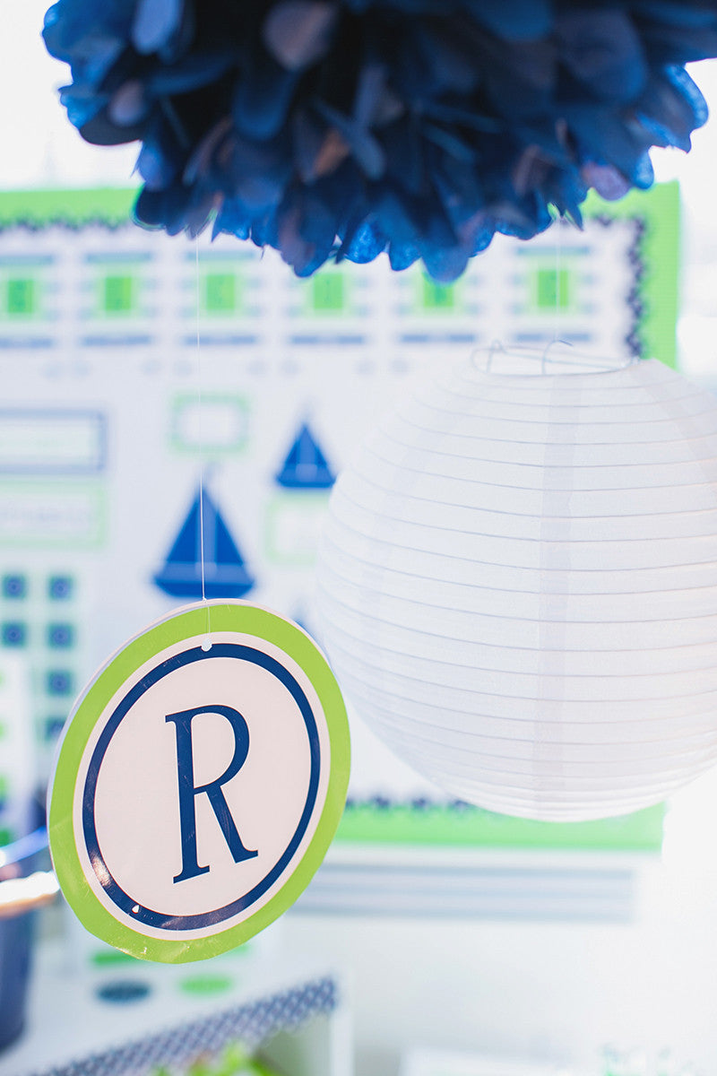 Table/Center Signs | Preppy Nautical Lime Green & Navy Blue | UPRINT | Schoolgirl Style