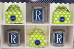 Can Covers | Preppy Nautical Lime Green and Navy Blue | UPRINT | Schoolgirl Style