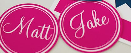 3 Inch Round Labels Preppy Nautica Hot Pink and Navy Blue by UPRINT