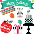 Load image into Gallery viewer, Black, White & Stylish Brights Birthday Bulletin Board Set by UPRINT