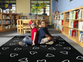 Load image into Gallery viewer, Black and White Hearts Classroom Rug by Schoolgirl Style