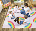Load image into Gallery viewer, Whimsical Rainbow Pink Classroom Rug by Schoolgirl Style