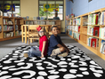 Load image into Gallery viewer, White On Black Leopard Dots Safari Classroom Rug by Schoolgirl Style