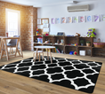 Load image into Gallery viewer, Black and White Quatrefoil Classroom Rug by Schoolgirl Style