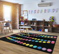 Load image into Gallery viewer, Rainbow Poms on Black Classroom Rug by Schoolgirl Style