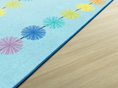 Load image into Gallery viewer, Rainbow Poms on Blue Classroom Rug by Schoolgirl Style