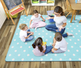 Load image into Gallery viewer, Small Blue Polka Dots Classroom Rug by Schoolgirl Style
