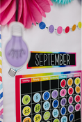 Load image into Gallery viewer, Rainbow Lightbulb Calendar Bulletin Board Set