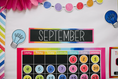 Load image into Gallery viewer, Rainbow Lightbulb Calendar Bulletin Board Set