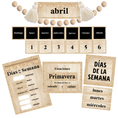 Load image into Gallery viewer, Neutral Printable Spanish Pocket Chart Calendar Bohemian Mood