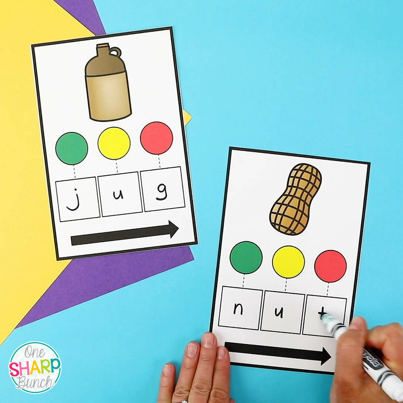 Decodable CVC Word Sound Boxes for Orthographic Mapping, Segmenting & Blending | Printable Classroom Resource | One Sharp Bunch