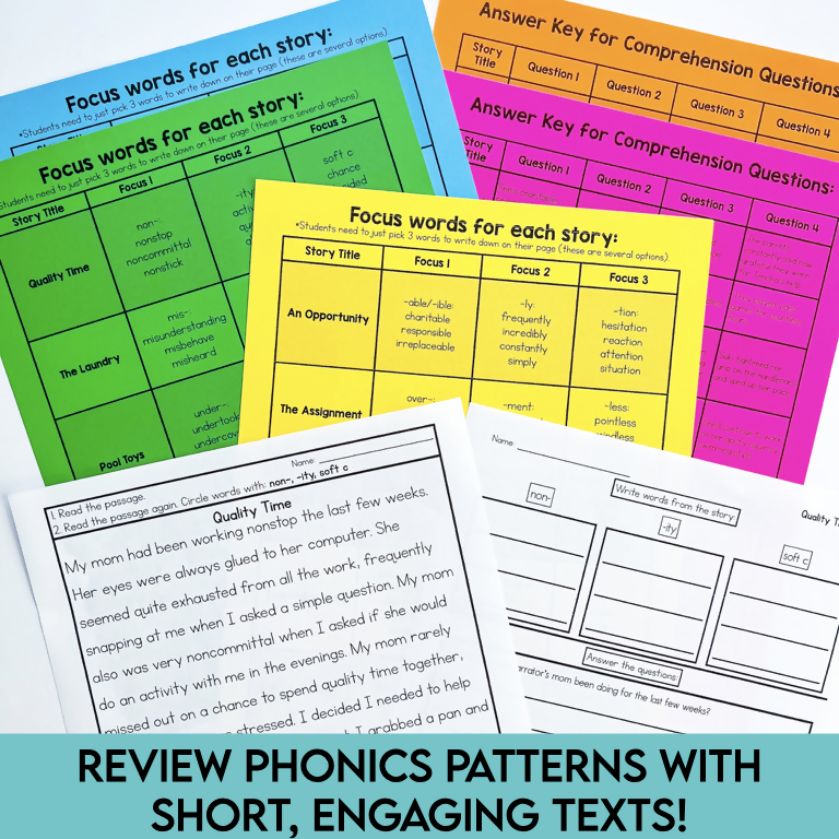 4th and 5th Grade Phonics Focused Review Passages | Printable Teacher Resources | Literacy with Aylin Claahsen