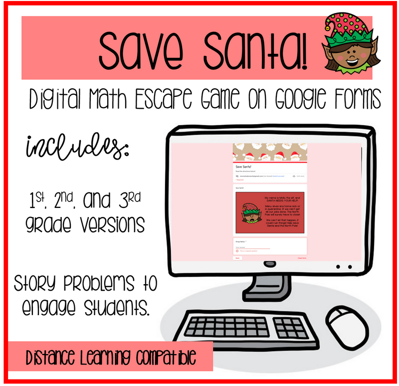 Save Santa A Digital Math Escape Game on Google Forms | Printable Classroom Resource | Mrs. Munch's Munchkins