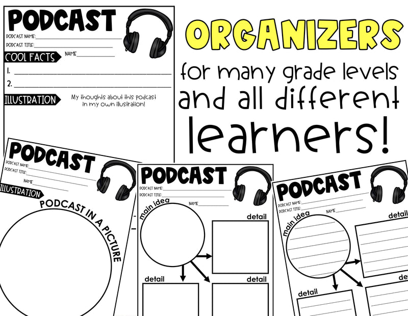 Podcast Organizers | Printable Classroom Resource | Miss West Best