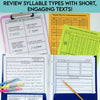 3rd Grade Syllables Phonics Focused Review Reading Passages | 6 Syllable Types Worksheets