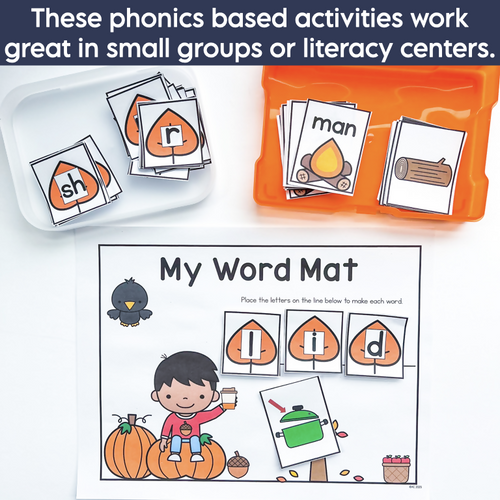 Fall Phonics Activities | Decoding & Encoding Word Mats | Printable Teacher Resources | Literacy with Aylin Claahsen