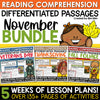 Thanksgiving Fall Activities Differentiated Close Reading Comprehension Passages and Questions BUNDLE
