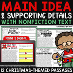 Christmas Main Idea & Details Winter Activities Graphic Organizers Central Idea