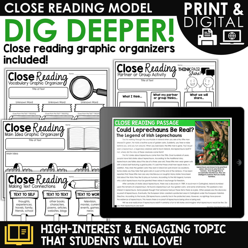 St. Patrick's Day Activities Reading Comprehension Passages Close Reading