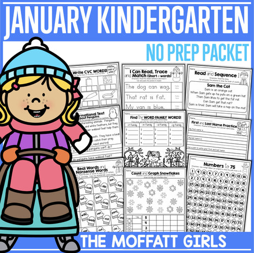 Kindergarten January No Prep Packet by The Moffatt Girls