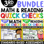 3rd Grade Math Review Worksheets Reading Comprehension Passages Questions BUNDLE