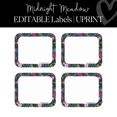 Editable and Printable Classroom Labels Classroom Decor and Organization Midnight Meadow by UPRINT