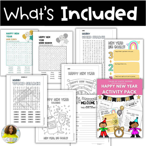 Happy New Year: Student Activity Pack LOW PREP | Printable Resource | Tales of Patty Pepper