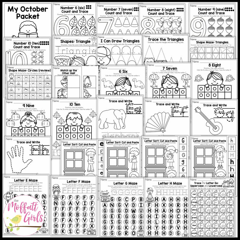 Preschool October NO PREP Packet | Printable Classroom Resource | The Moffatt Girls