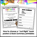 Just Right Book Posters | Reading Stamina | Taking Care Of Books | 3rd Grade | Printable Teacher Resources | Ashley’s Golden Apples