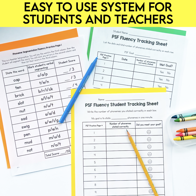 Reading Fluency Timed Practice | Progress Monitoring Activities LNF LSF PSF NWF | Printable Teacher Resources | Literacy with Aylin Claahsen