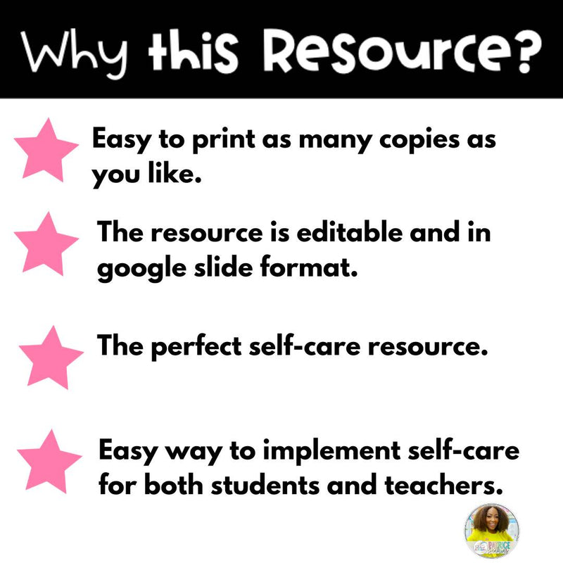 Self Care: Editable Google Slide Templates | Printable Classroom Resource | Tales of Patty Pepper