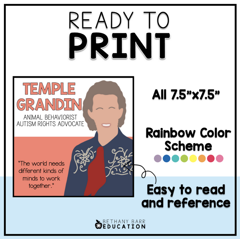 Influential People Posters | Notable Leaders Quotes | Set 1 | Rainbow Decor | Printable Teacher Resources | Bethany Barr Education