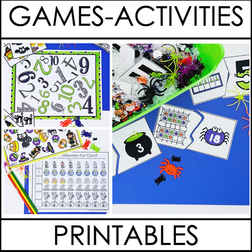Kindergarten Math Centers Halloween Themed Games, Printables and Hands-on | Printable Classroom Resource | Differentiated Kindergarten