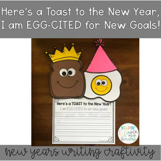 Here’s a Toast to the New Year, I am EGG-CITED for New Goals | Printable Classroom Resource | Keeping up with the Kinders