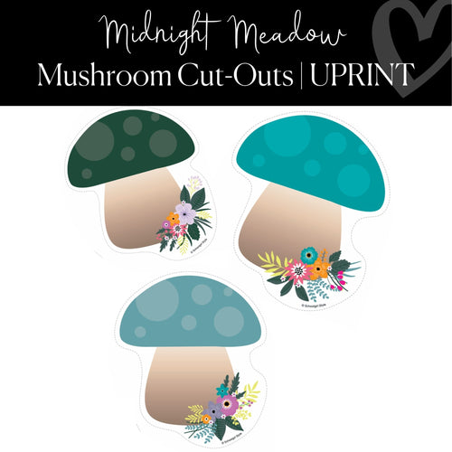 Printable Mushroom Cut-Out Midnight Meadow Regular and XL Classroom by UPRINT