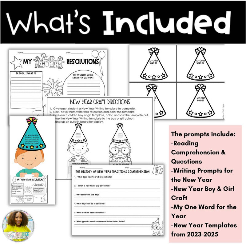 New Year Goal Setting Writing Activities & Craft | Printable Resource | Tales of Patty Pepper