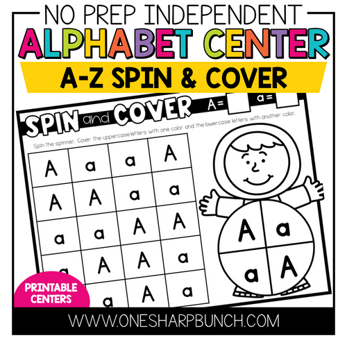 No Prep Independent Alphabet Center A-Z Alphabet Spin and Cover by One Sharp Bunch