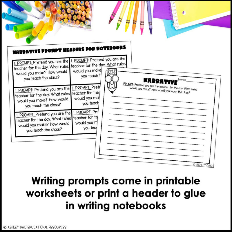 3rd Grade Writing Prompts - Writing Journal Templates | Printable Teacher Resources | Ashley’s Golden Apples
