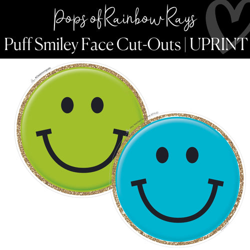 Printable Puff Smiley Cut-Out Pops of Rainbow Rays Regular and XL by UPRINT