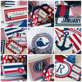 Load image into Gallery viewer, Preppy Nautical Red and Navy Blue full digital collection